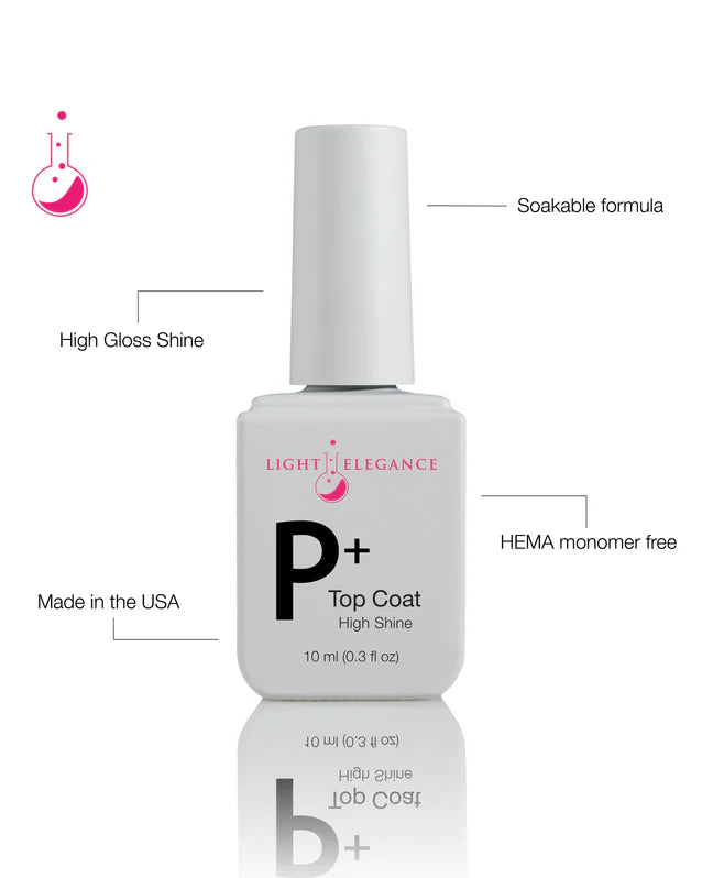 P+ High Shine Soak-off Top Coat 10ml